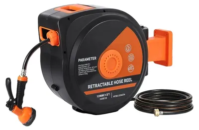Produktbild von Schlauchaufroller, Schwerlast, Wandmontage, Schwarz-b, 65ft
