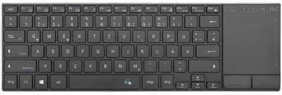 Produktbild von Kabellose Tastatur mit Touchpad – Deutsches QWERTZ-Layout – Schwarz – 2,4G und Bluetooth – Für Laptop, Tablet und Smart-TV
