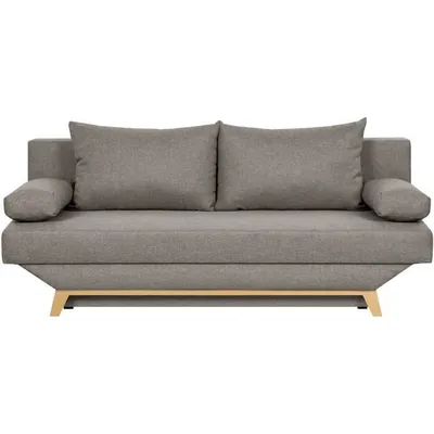 Image de TEIJO Banc convertible 3 places avec coffre de rangement - Tissu Taupe - L187 x P 91 x H 82 cm