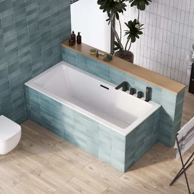 Produktbild von ECOLAM Badewanne Heaven Slim 180x80 cm niedriger Rand moderne Acrylwanne ClickClack schwarz TOP Qualiät Rechteck