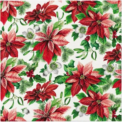 Image de Serviettes Airlaid 40 x 40 cm Glory Poinsettia, 50 pièces | 76-39