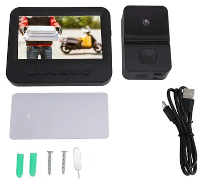 Obrázok produktu pre Video-zvončekový systém, 4,3-palcový displej, kamera s rozlíšením 1080p, obojsmerné hlasové ovládanie, IP66, vodotesný pre vonkajšie použitie