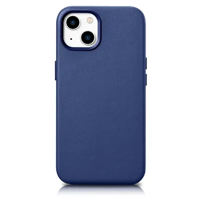 Productafbeelding van Icarer Etui Case Obudowa Futerał: Lederen hoesje met MagSafe voor iPhone 14+, blauw