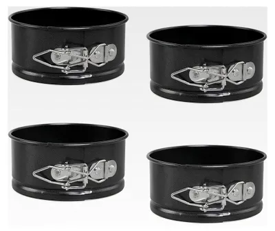 Produktbild von Set von Mini-Kuchenformen Rund, 10 cm Springform mit abnehmbarem Boden und Antihaftbeschichtung, für Käsekuchen, Torten und Quiches, 4 Stück