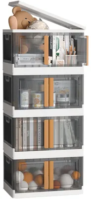 Aufbewahrungsboxen 4x72L, stapelbar, faltbar, mit Deckel & Rollen