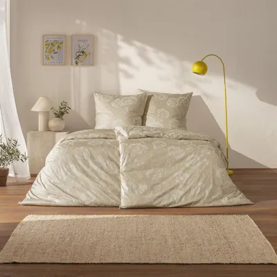 Produktbild von Estella Interlock Jersey Bettwäsche Anja 6345-180 sand Blumen 135x200