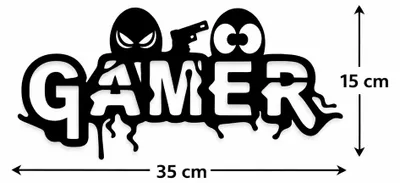 Produktbild von GAMER Wanddeko aus MDF – Schwarzes Holzschild in 4 Größen – Gaming Wanddekoration : S
