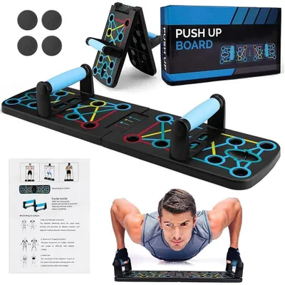 Produktbild von Faltbare Tragbare Push-Up Liegestütz Brett mit Handgriff Fitnessboard für Muskeltraining Effektiv Für Männer Frauen Liegestützgestell