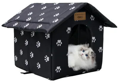 Image de Maison pour chat d'extérieur isolée avec coussin
