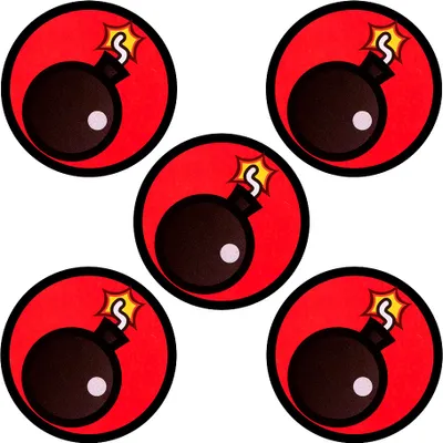 Produktbild von 5 Timebomb Gefahr Magnete für Magnettafeln, Kühlschränke, Plantafeln und Whiteboards. Emoji Magnet Danger