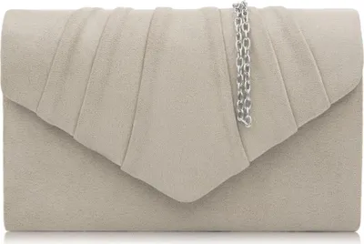 Produktbild von Damen Elegante Wildleder Clutch Umschlag Crossbody Klassische Clutch Tasche Abendtasche Kleine Umh?ngetasche, beige, Zeitgen?ssisch