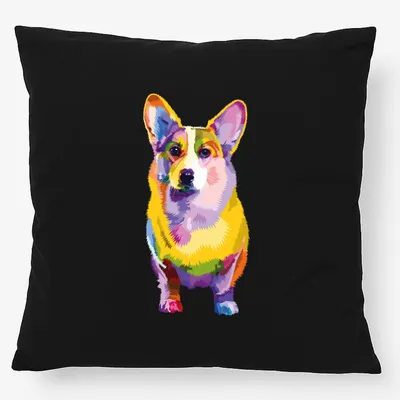 Produktbild von Huuraa Kissen Corgi Colorful 40x40cm mit Füllung Black Baumwolle Dekokissen Geschenkidee