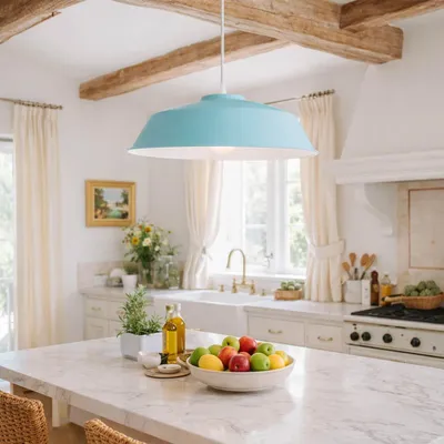 Produktbild von Opviq, Moderne blaue Pendelleuchte, Kunststoffkörper, verstellbare Höhe 100-120 cm, Ø35,5 cm, E27 Fassung, max. 40 W, skandinavisches Design, IP20, ideal für stilvolle Räume.