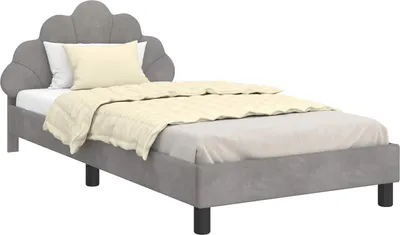 Produktbild von vidaXL Kinderbettgestell mit Kopfteil Hellgrau 90 x 190 cm Samt