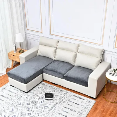Produktbild von Sofabezug Samt Stretch Kissenbezug Sitzkissenbezug Sofakissen Sofasitzbezug Möbelschutz Sofa Überzug, Dunkelgrau, 1 Sitzer(55-60cm)