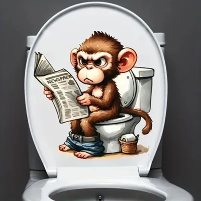 Produktbild von GKA WC-Deckel Aufkleber Tiere Toilettendeckel Tattoo selbstklebend Toilette - Affe mit Zeitung