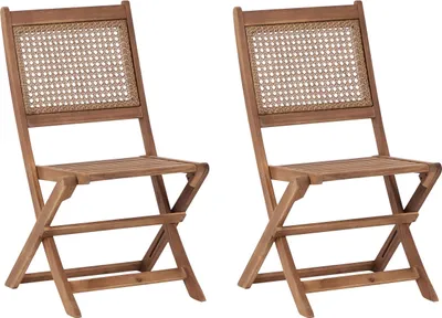 Obrázek produktu pro BELIANI Sada 2 zahradních skládacích dřevěných židlí světle hnědé  akátové dřevo rustikální styl balkon zahrada