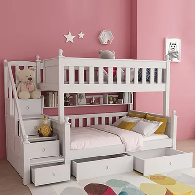 Immagine prodotto di Letto a soppalco in legno massiccio Letto a castello con cassetto per scale Letto 1200x1900mm senza materasso