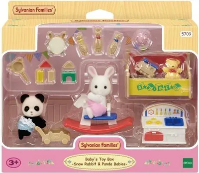 Immagine prodotto di Sylvanian Families Baby Giocattolo, Set di personaggi in miniatura, Coniglio bianco, Panda, Giocattolo, 3+ anni