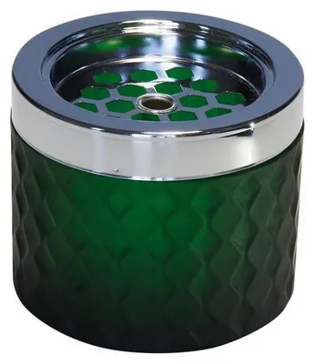 Produktbild von APS 562 Windaschenbecher VENTIS, Glas/Metall, Ø 9,5 cm, Höhe 8 cm, dunkelgrün