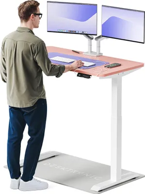 Produktbild von Desktronic HomeOne Elektrisch höhenverstellbarer Schreibtisch 120x60cm Weiß/Rosa mit Memory-Funktion, Anti-Kollisions Technologie, USB-A und USB-C-Ladeanschlüssen