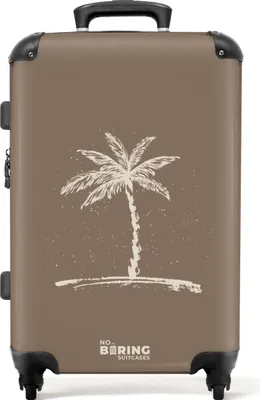 Produktbild von NoBoringSuitcases.com Hartschalen Koffer Mittelgroß 67x43x25 cm, 72L, Männer mit Palme: Braun mit beiger Palme, Reisekoffer mit 4 Rollen