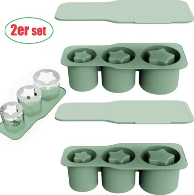Produktbild von 2er Silikon Eiswürfelform mit Deckel,Großes Fassungsvermögen,Eisform, Leicht zu Entformen,Lebensmitteltaugliches Material,Eiswürfelschale,Grün