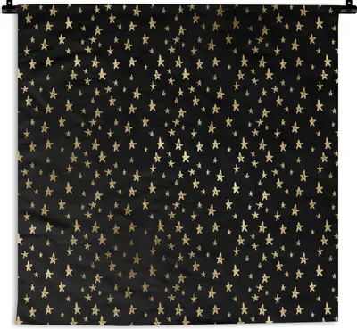Produktbild von MuchoWow® Wandteppich Wandbehang Muster - Sterne - Gold 150x150 cm Tapisserie Dekoration Wandtuch - Wohnaccessoires - Modernes