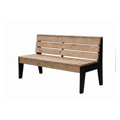 Produktbild von Gartenbank, 150 cm, ausem Holz, 3-sitzig | Wetterfeste Sitzbank mit Rückenlehne und schwarz beinen moderne Möbel für Balkon,Terrasse
