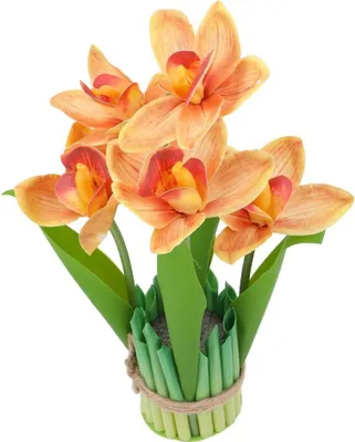 Produktbild von Dekolo Künstliche Blumensträuße Dekoration Zierpflanze Deko Narzissen Orange 27cm
