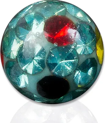 Produktbild von viva-adorno 1,6 x 5mm Piercing Schraubkugel Ersatzkugel Epoxy Multikristall Ferido verschiedene Farben und Größen Z440,3 Türkis Bunt