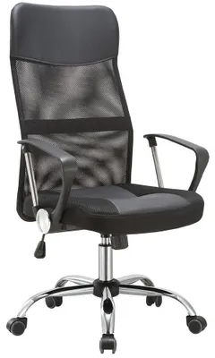 Drehsessel Kunstleder/Netzstoff, 360° drehbar, schwarz, Metall