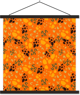 Produktbild von MuchoWow® Textilposter Orange - Abstrakt - Muster 90x90 cm mit schwarzem Rahmen - Magnetisches