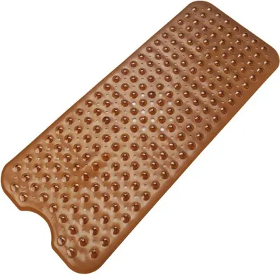 Obrázek produktu pro Protiskluzová podložka do vany 40×100 cm s přísavkou, materiál PVC, transparentní hnědá, oválná, sprchová podložka