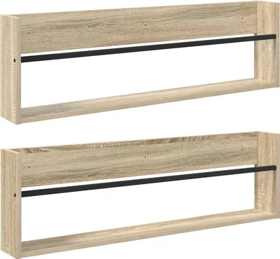 Image de vidaXL Étagère à magazines 2 pcs Chêne Sonoma 100 x 12 x 30 cm Matériau dérivé du bois