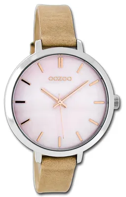 Imagen del producto de Reloj de pulsera para mujer, correa de cuero beige brillante, marca Oozoo Timepieces, modelo casual D3UOC8356A