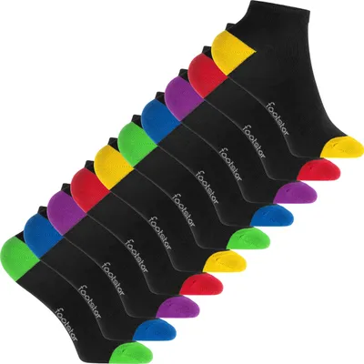 Produktbild von Footstar Kurze Baumwollsocken für Kinder (10 Paare) mit kontrastierender Ferse und Spitze - Fun