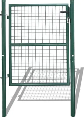 Zdjęcie produktu dla Brama ogrodowa VINGO, brama ogrodowa ze stali ocynkowanej, brama ogrodowa, brama podwórzowa, brama ogrodzeniowa z zamkiem, klamką i kluczem, zielona, 125 * 100 cm