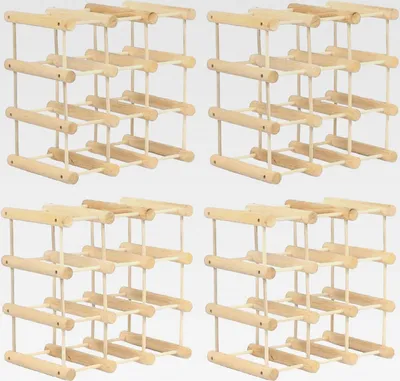 Produktbild von Weinregal Modular TANNE, für 56 Flaschen oder mehr, Flaschenregal, Weinständer, Getränkeregal, Flaschenständer, Massivholz, 4 Module, ModAbm 36x36x24 cm, für Küche, Esszimmer, Natur unbehandelt