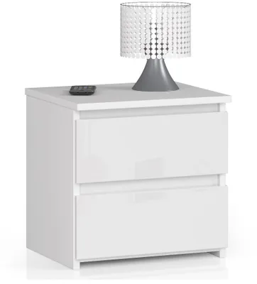 Obrázok produktu pre Akord Komoda 2 Zásuvky Biela/Biely Lesk 40X35X40 Cm