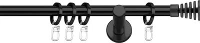 Produktbild von SN Deco Gardinenstange Gap, 19 mm, 1-läufig, Stahl, Komplett-Set mit Ringen, Auflageträger, 240 cm, schwarz