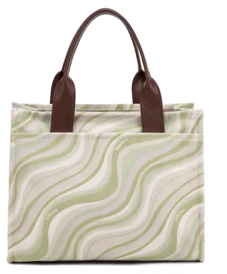 Produktbild von Borsa "Tote" von Diana & Co Firenze, mit Wellenmuster in Hellgrün, mit zwei Tragegriffen und abnehmbarer Schulterriemen