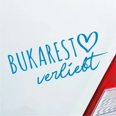 Produktbild von Auto Aufkleber Bukarest verliebt Herz Stadt Heimat Liebe Car 19x8 cm Hellblau Sticker Heckscheibenaufkleber