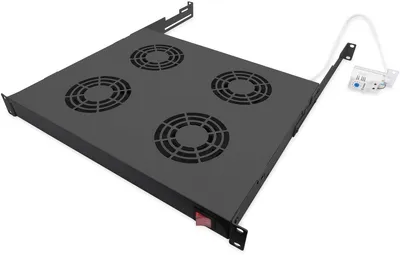 Produktbild von Digitus Lüftereinheit zur variablen 483 mm (19")-Installation, Belüftet Blindplatte, Eingebauter Ventilator, 552 m³/h, Schwarz
