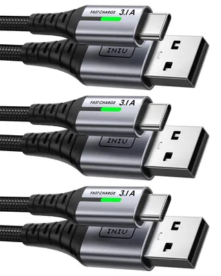Immagine prodotto di INIU Cavo USB C, [3 pezzi 2m+2m+0,5m] cavo di ricarica 3.1A Cavo di ricarica rapida in nylon USB C intrecciato, cavo da USB a USB C per Samsung S24 S23 Ultra iPhone 16 15 14 Pro Max Pixel 7 iPad Pro MacBook Air ecc
