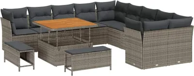 Immagine prodotto di Set divano da giardino vidaXL, 13 pezzi, grigio, in polyrattan