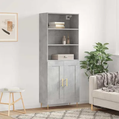 Produktbild von vidaXL Highboard Betongrau 69,5x34x180 cm Holzwerkstoff