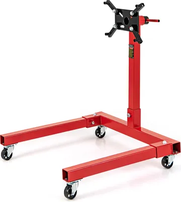 Zdjęcie produktu dla Stojak na silnik COSTWAY 680 kg, podnośnik silnika obracany o 360° z 4 regulowanymi ramionami, 4 kółkami i antypoślizgowym uchwytem, stojak na silnik do garaży i warsztatów