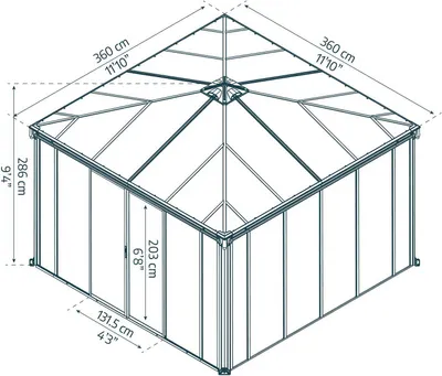 Zdjęcie produktu dla Pawilon Palram - Canopia Ledro 3600 zamknięty 360 x 360 cm szary