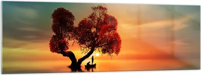 Produktbild von Bilder auf glas - See Natur Nacht - 160x50cm - Glasbilder - Wandbilder - Kunstdruck - zum Aufhängen bereit - Wanddekoration aus Glas - Glas Bilder - Wandbild auf Glas - Einteilig - GAB160x50-3458